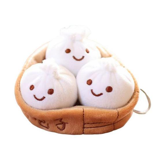 Soft Steamed Bun Plush Keychain Cute Baozi Dumpling Stuffed Toy for Bags Backpacks Huggable Mini Pillow Adorable Birthday Gift for Kids Food Lovers 1pc