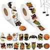 500PCS Halloween Stickers Roll Self Adhesive Labels Pumpkin Bat Witch Kids Party Gift DIY Decorations