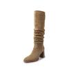 Spice girl tugs cool commuter versatile suede western cowboy boots new comfortable thick heel tall stacking boots