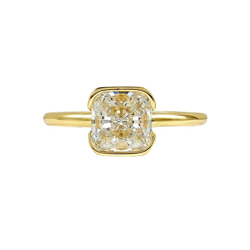 S925 Silver Ring with Minimalist Style, Small Square Candy, Redion Crushed Ice Cutting, Gold-plated, Niche and Versatile Jewelry