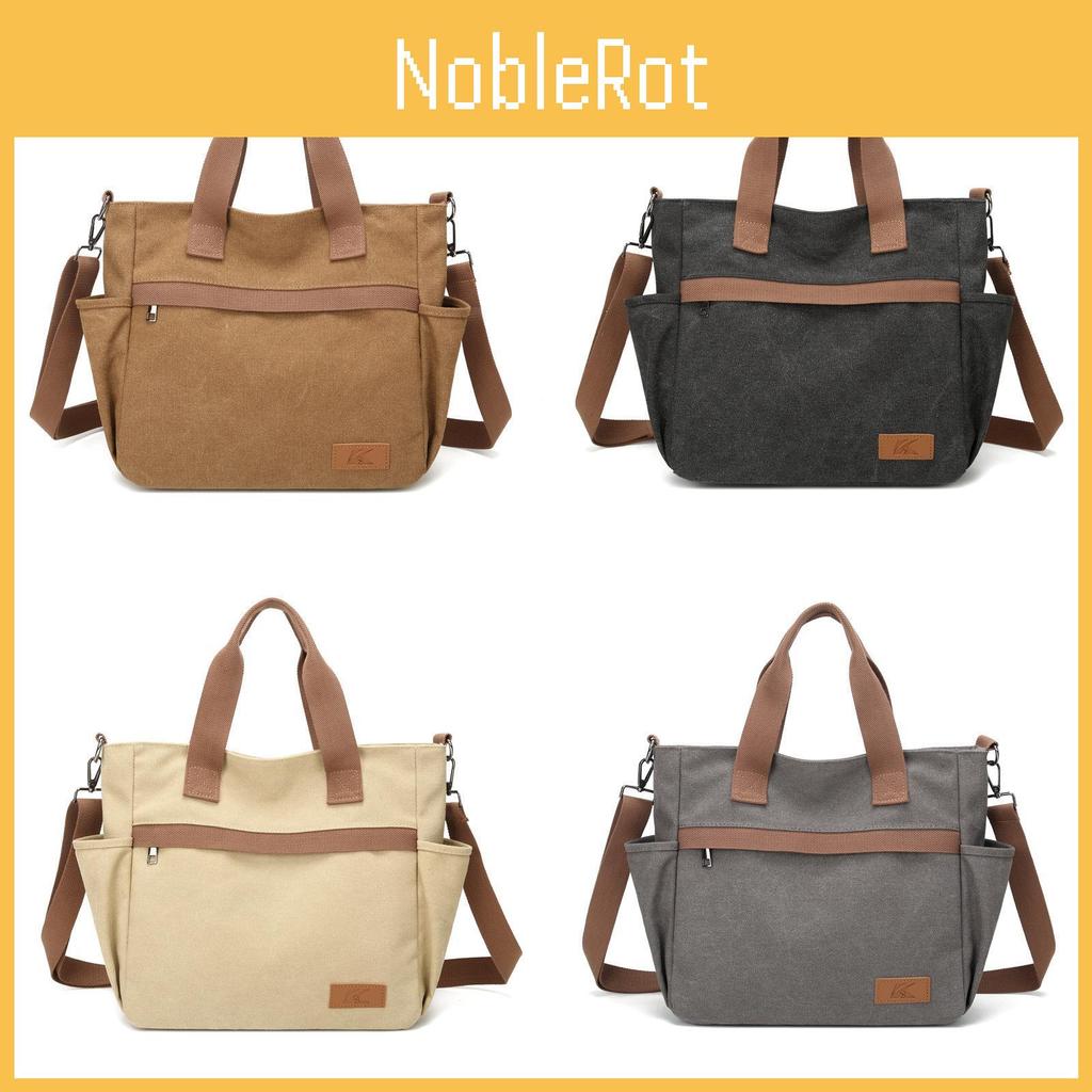 Retro Canvas Tote Bag With Double Straps And Inner Zipper Pocket For Daily Fashion