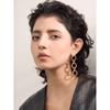 Yhpup Stainless Steel Round Circle Link Long Drop Dangle Earrings 18k Gold PVD Plated Fashion Statement Jewelry Waterproof Gift