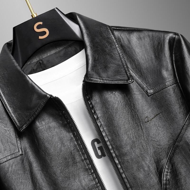 SHANSHAN Men s Casual PU Leather Jacket M