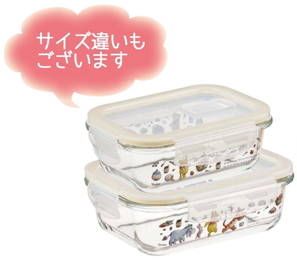 Skater Glass Storage Disney Winnie the Pooh Picnic and Dishwasher Heat-Resistant Container, Design, 370ml, Small, Oven, Microwave, Safe, GBST4-A