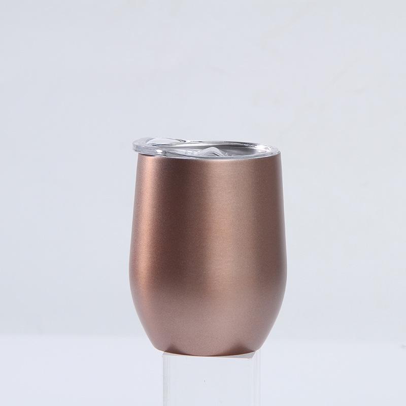 12oz Eierschalenförmiger U-förmiger Edelstahl-Vakuum-Weinbecher mit Bauchdesign