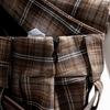 Retro Plaid Pleated Skirt for Women's Autumn High Waist and Thin Polished A-word Skirt, Anti-light Spice Girl Miniskirt