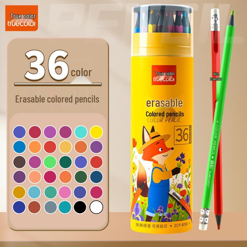 True Color Erasable Woodless Colored Pencils Set with Portable Box for Drawing and Writing