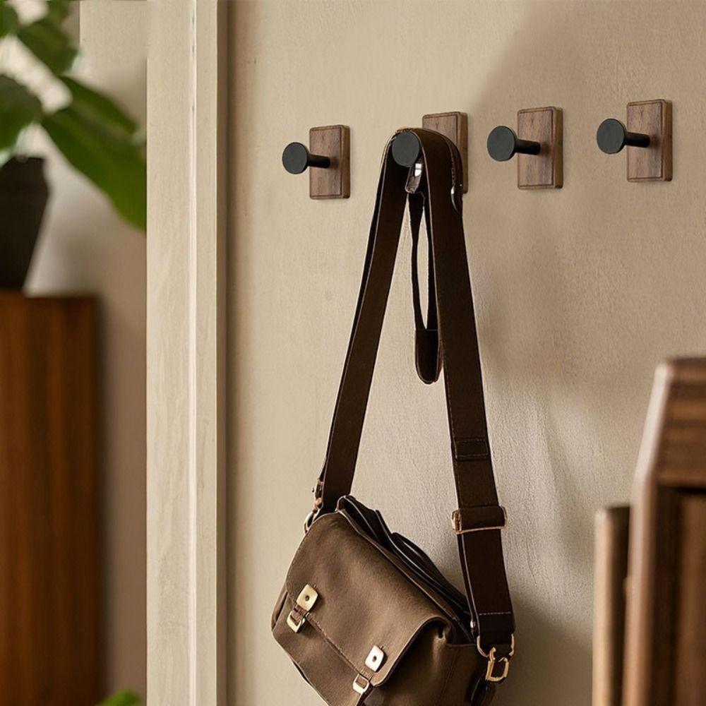 Solid Wood Wall Mount Hook No Drilling Wood Hook Space Saving Suction Cup Hook  Bathroom Storage
