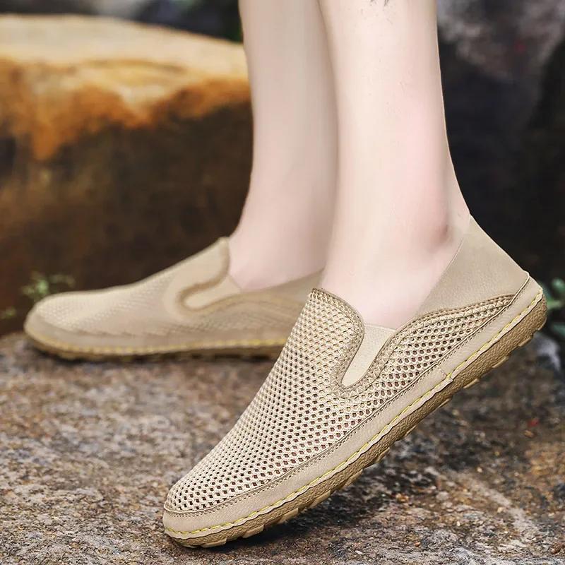 Fashion Men's Flat Casual Shoes Breathable New Mesh Men's Shoes Comfortable Loafers Fashion Summer Walking Sandals Outdoor Men Sneakers