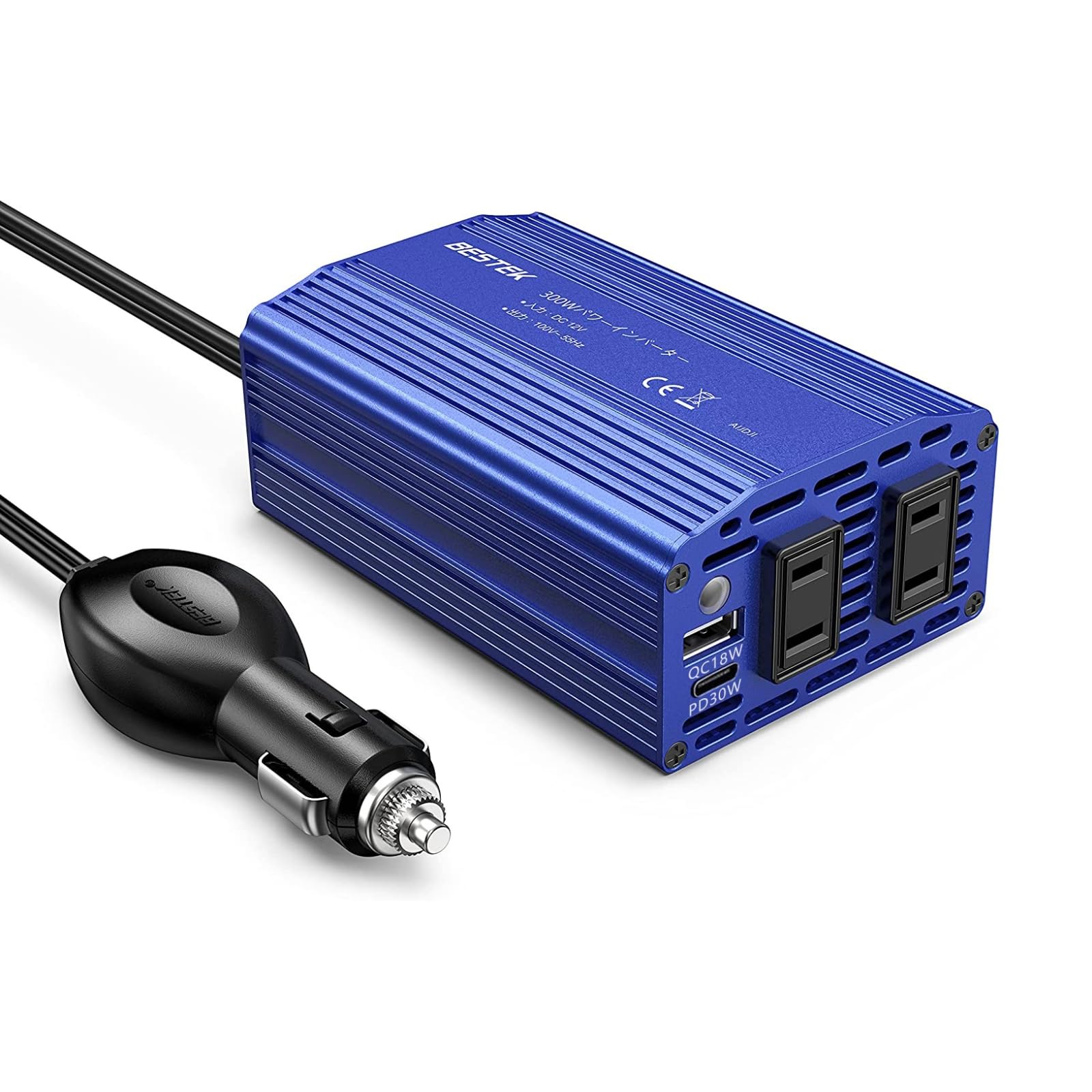 

BESTEK MRI3010BU-BL Inverter, Cigarette Lighter Socket, Outlet, 300W, Converts DC to AC , синій