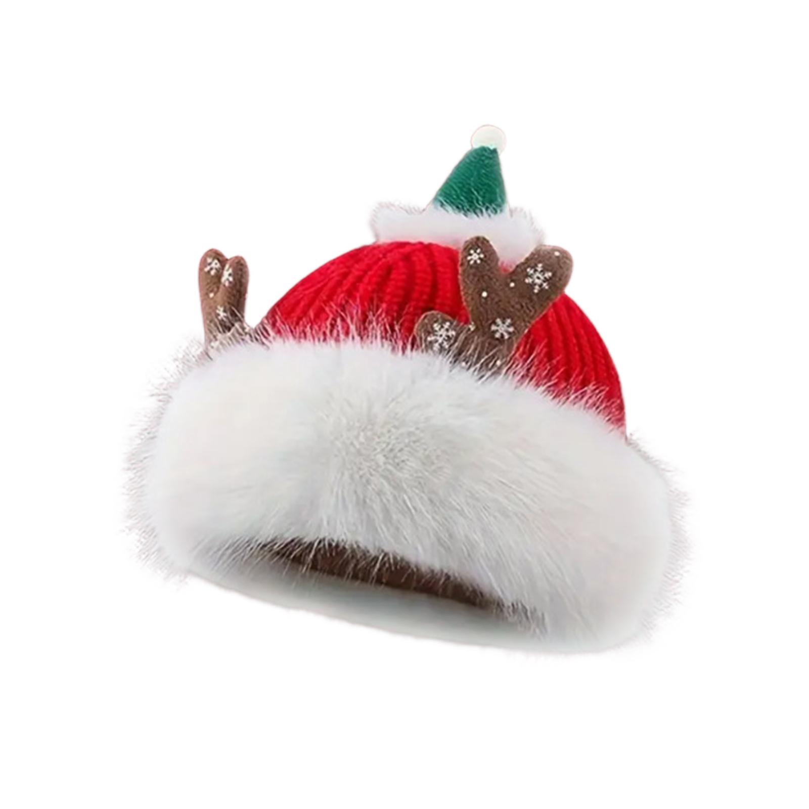 

Christmas Hat Deer Antler Plush Hat One Size красный