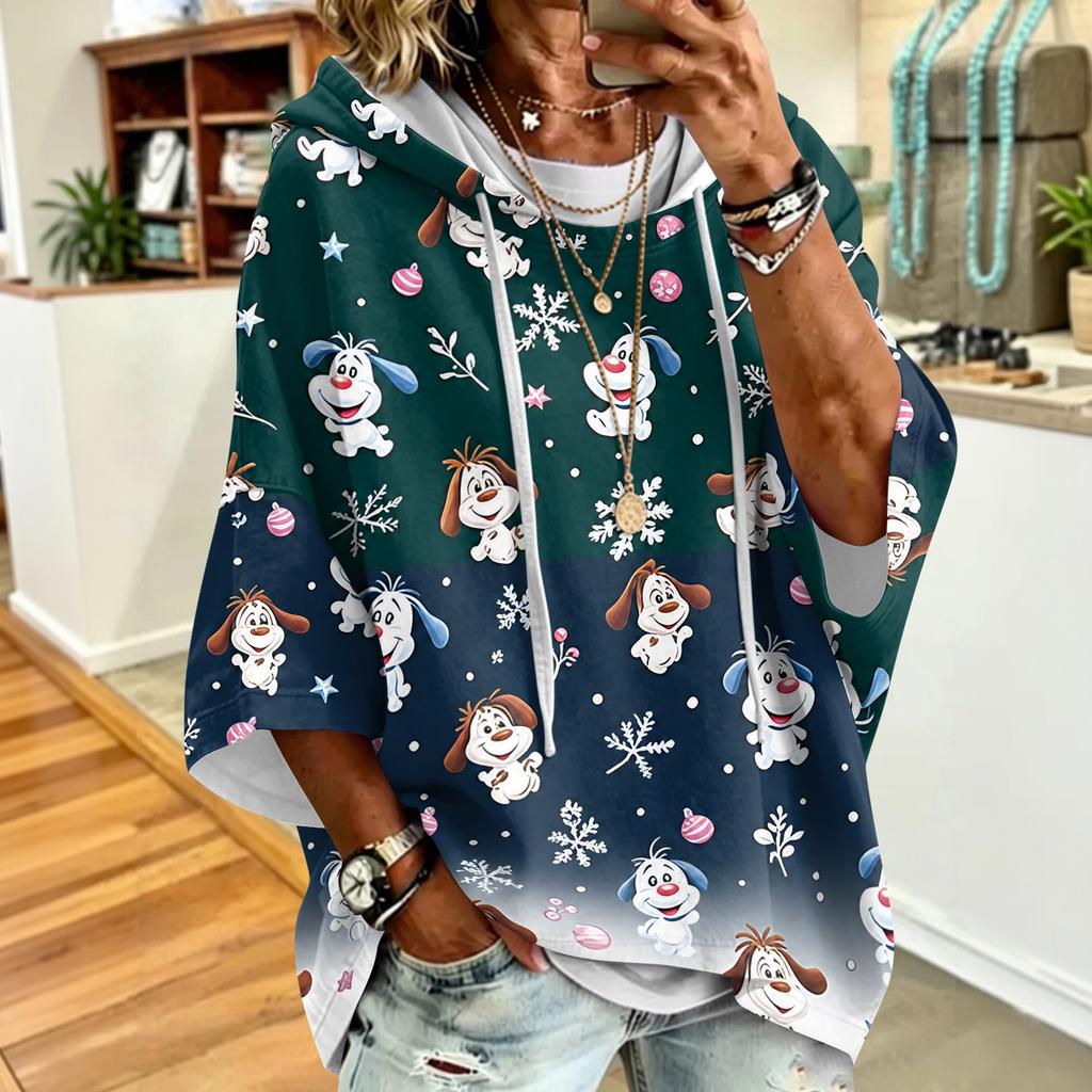 Sweat à capuche imprimé de Noël pour femme Coupe ample Haut pull décontracté