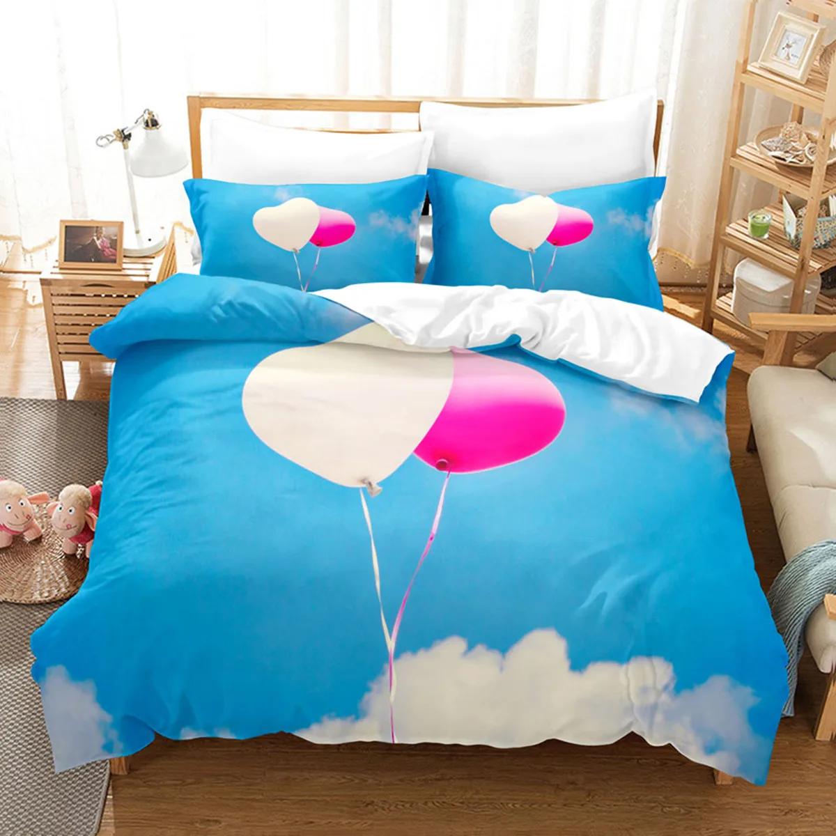 

Blue Sky White Cloudhot-air Balloon Duvet Cover for Children Boys Girls for Room Warm Decoration Bedding Set 3pcs with Zipper 70x133cm 2pcs