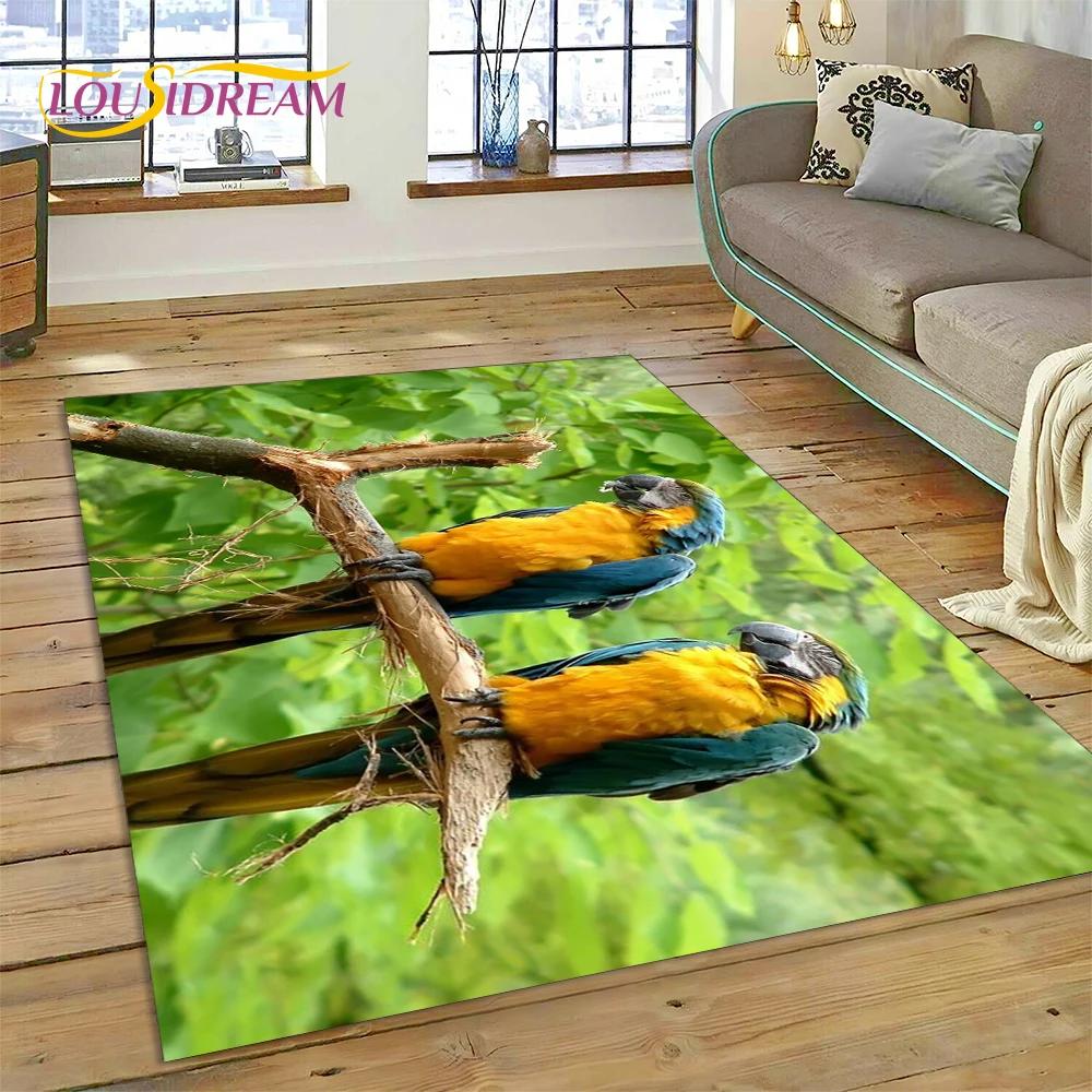 Colorful Parrot Macaw Budgerigar Bird Carpet Rug for Home Living Room Bedroom Sofa Doormat Decor,kid Area Rug Non-slip Floor Mat