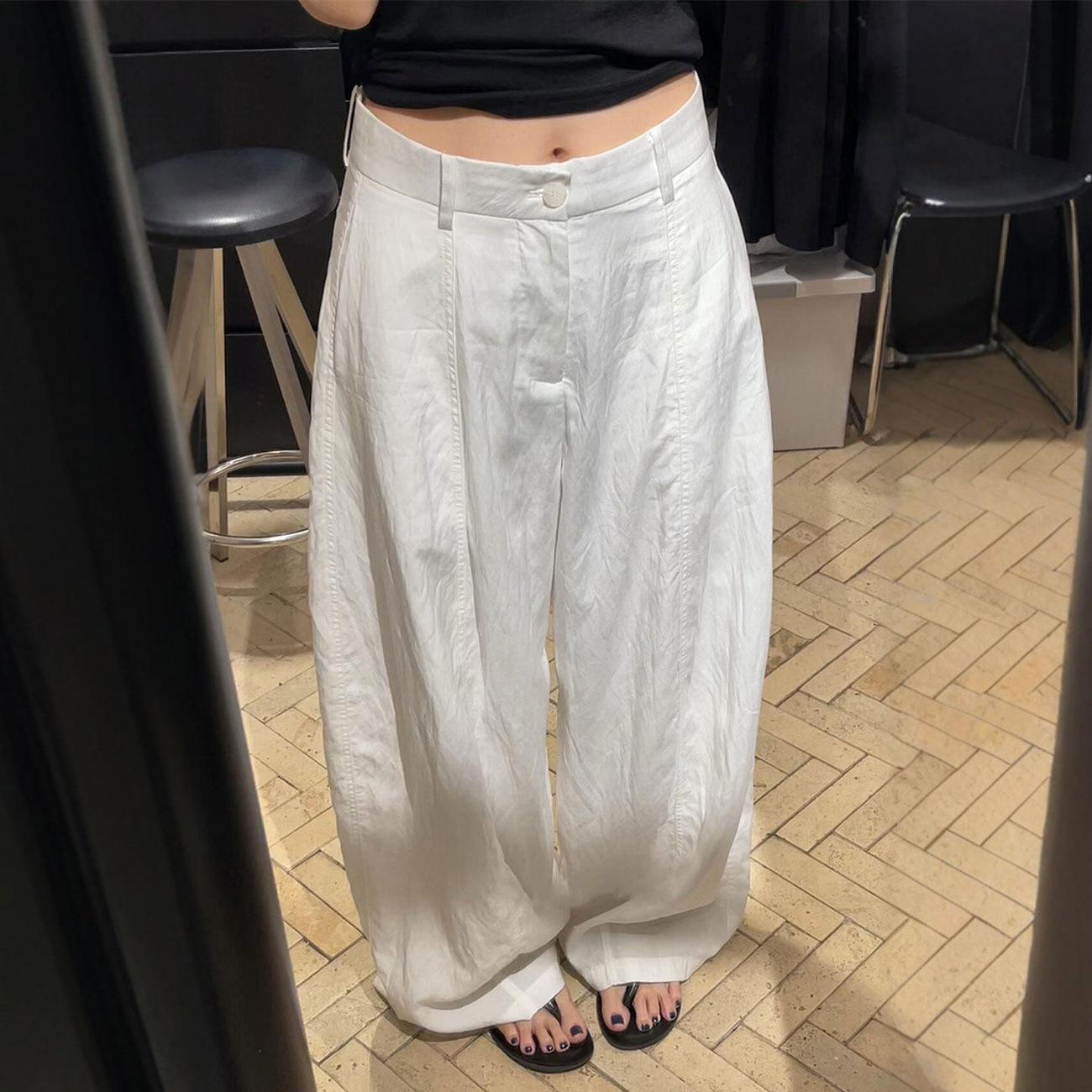 

White Tencel Quick-Dry Wide-Leg Cargo Pants - Spring/Summer 2026 Collection, Lightweight & Stylish, Plus Size Available Medium білий