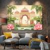 2D Traditional Pichwai Backdrop, Cow Temple Background for Indian Wedding Photoshoot