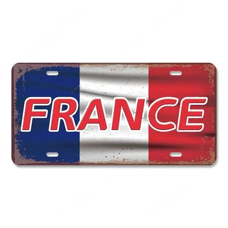 Vintage France City Plate PARIS/LYON/MARSEILLE Flag Poster Metal Plaque Aluminum Sign Man Cave Garage Club Bar Cafe Wall Decor