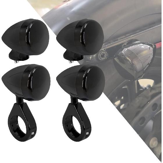 

HDBUBALUS Front Rear LED Turn Signal Light 39/41mm Plastic Fork Clamp Indicator Blinker Fit for Harley Sportster Dyna Bobber Suzuki Kawasaki Cruiser