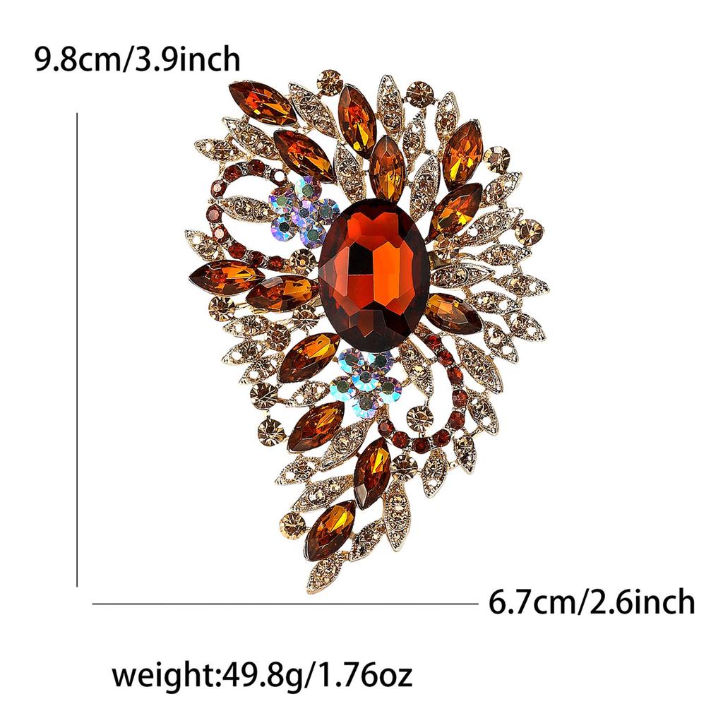 Women's Rhinstone Alloy Brooch - Large Glass Corsage Pin for Suits