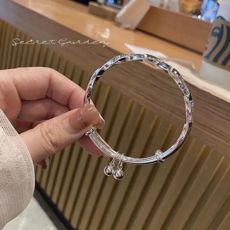 Fashion 925 Silver Woman Cuff Bracelet Open Leaf Shaped Adjustable Charm Bangle Girls Party Jewelry Christmas Gifts