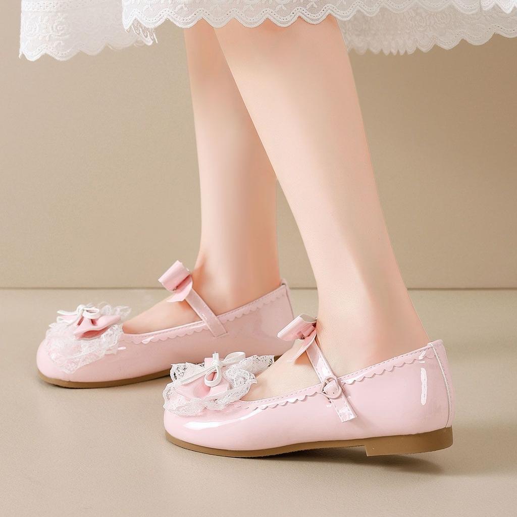 Round Head Small Leather Shoes Japanese Round Head Bow Lo Student Versatile Single Shoes Summer and Autumn New Lolita Low Heel