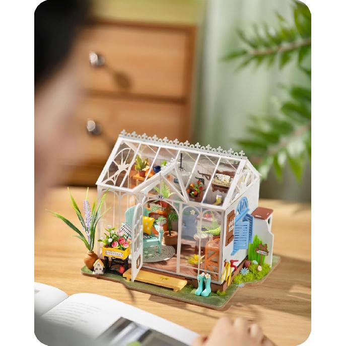 DIY Miniature House Kit Dreamy Garden House, Tiny House Kit for Adults to Build, Mini House Making Kit with Furnitures, Halloween/Christmas