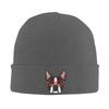 Boston Terrier Chien Hipster Lunettes Impression Bonnet Tricoté Chaud Hip Hop Chapeau Automne Hiver Extérieur Bonnets Chapeau pour Unisexe Unisexe Adulte