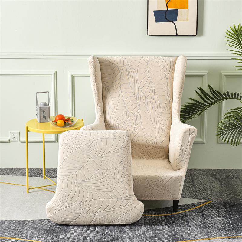 Leaves Jacquard Wing Chair Cover Elastic All-Inclusive Armchair Slipcovers Non-Slip Single Sofa Couch Protector Case Home Decor