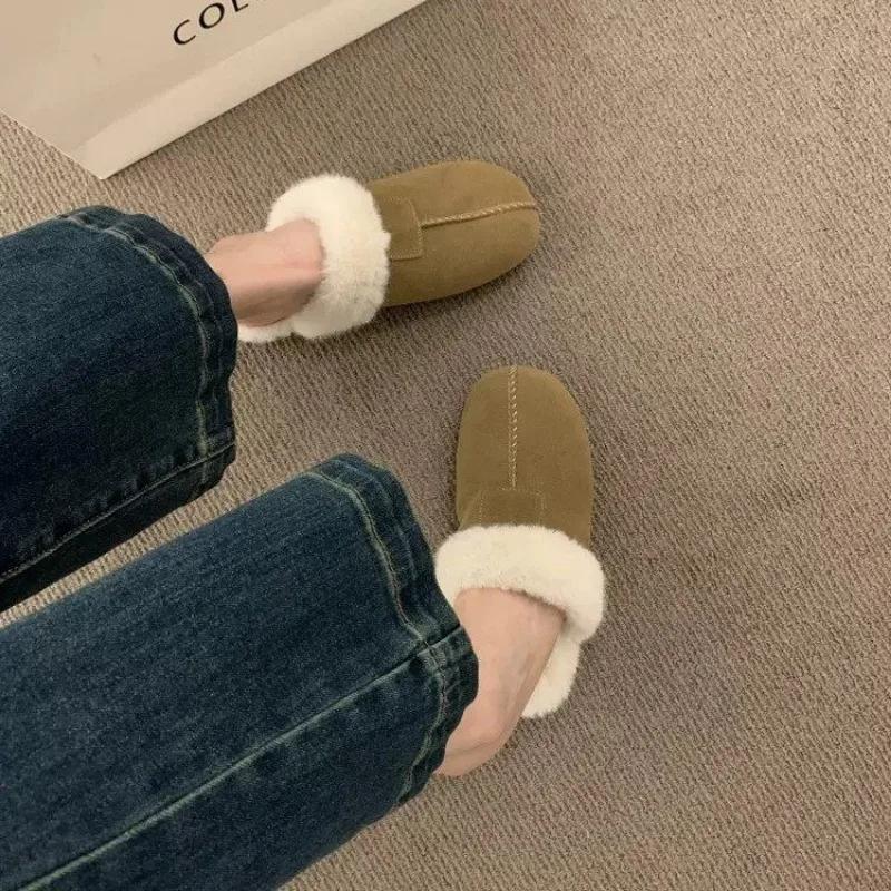 New Winter Fuzzy Women Slippers Indoor Soft House Shoes Brand Fluffy Suede Women Shoes Outdoor Antiskid Flat Slippers