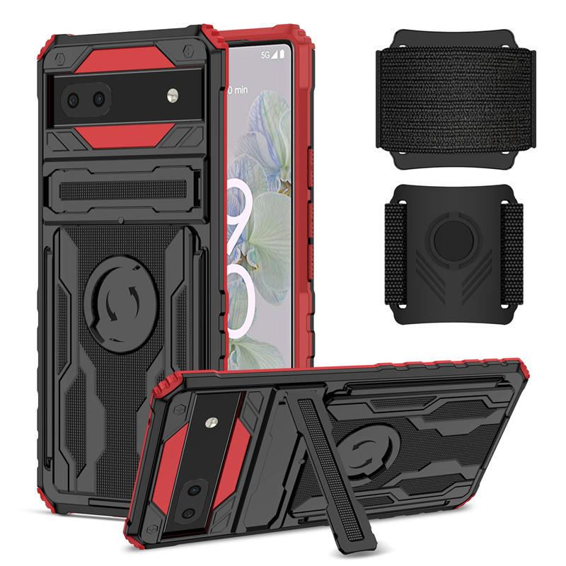 For Google Pixel 8 Pro / Pixel 8 / Pixel 6a 6 Pro Case Armor Kickstand With Wrist Strap Outdoor Sports Phone Case Back Cover