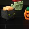 1/5Pcs Halloween Cube Head Figurine Spooky Mini Skull Pumpkin Zombie Black Cat Head Resin Statue Toy Home Office Desktop Decoration Ornament