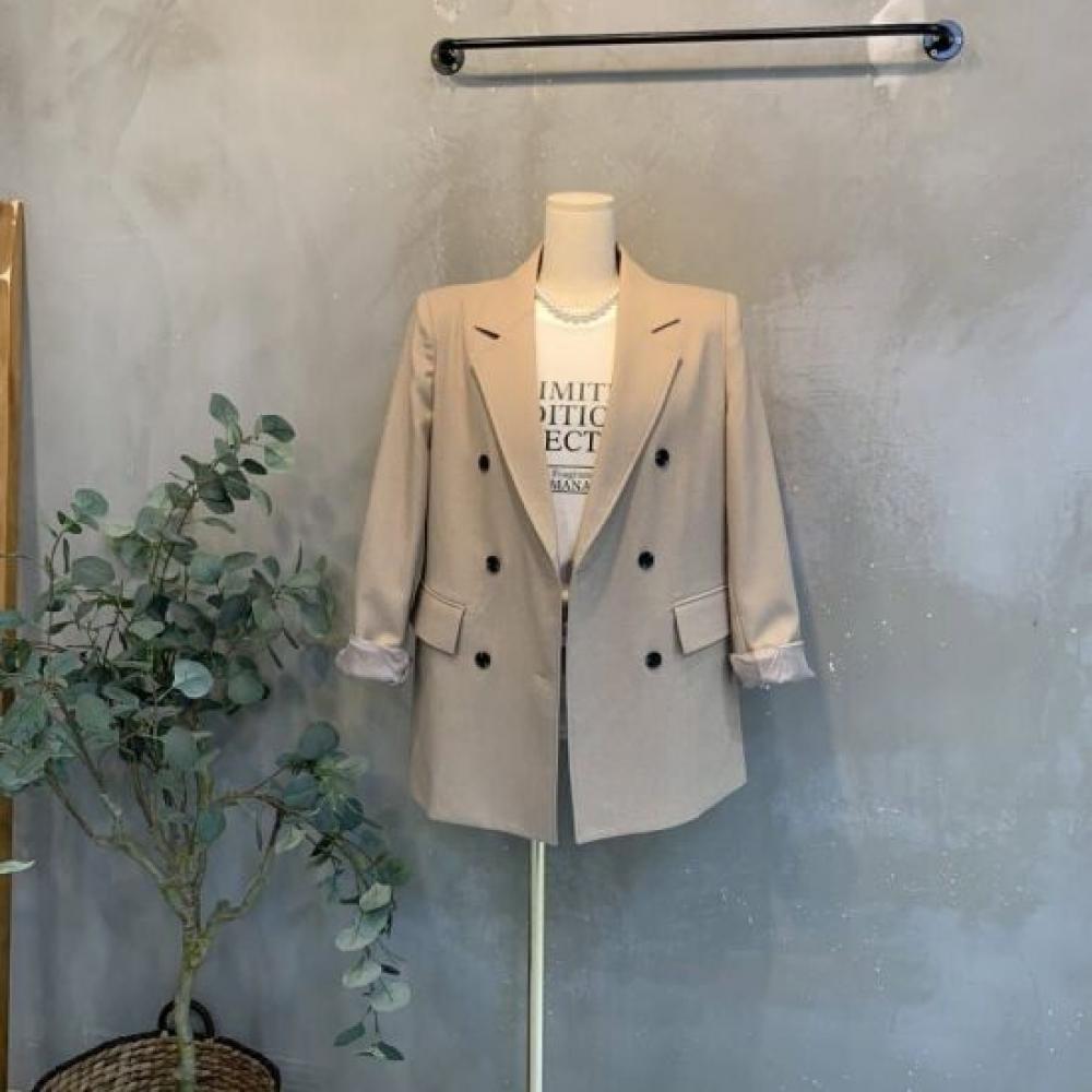 C S In The Room Women S noSe poCket Double Button Shoulder Pad jaCket 2Color