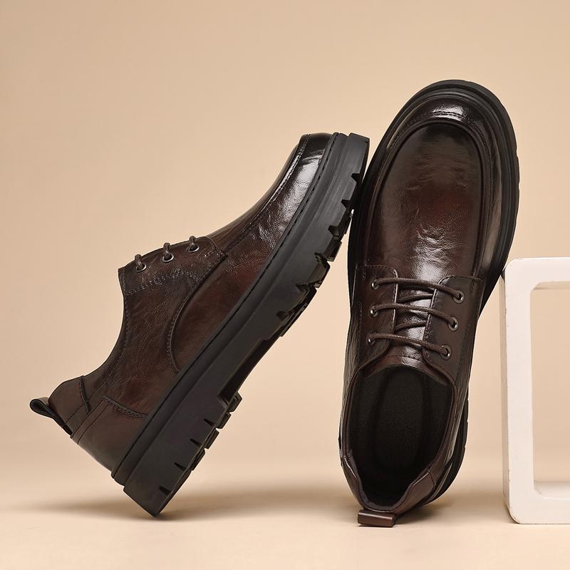 Mode Läder Herr Casual Skor Snörning Oxfords Herr Nya Trendiga Man Vulkaniserade Skor Bekväma Allround Herr Oxfords Business Skor Skodon