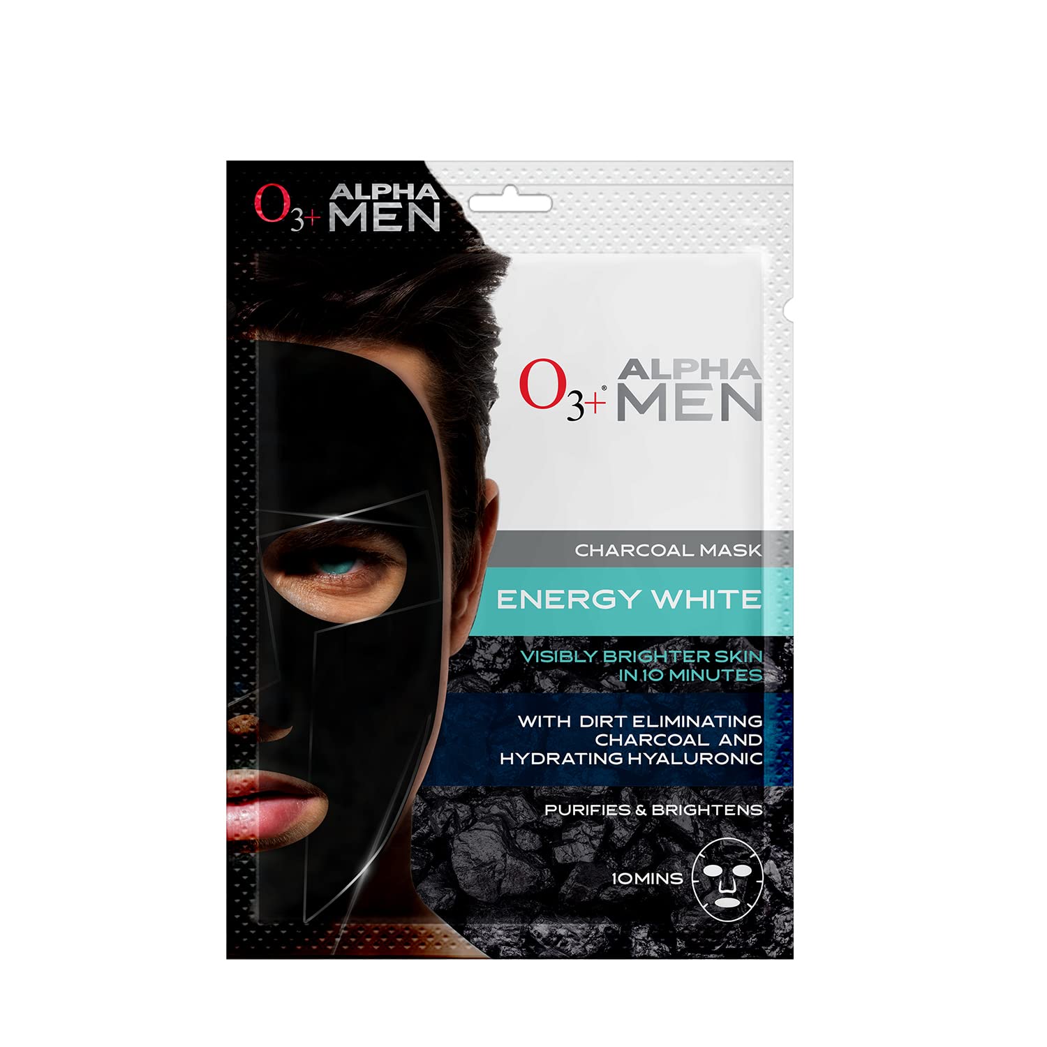 

O3+ Alpha Men Energy White Charcoal Face Sheet Mask 30 g Hydrating Brightening Care For Tired Dull Looking Skin