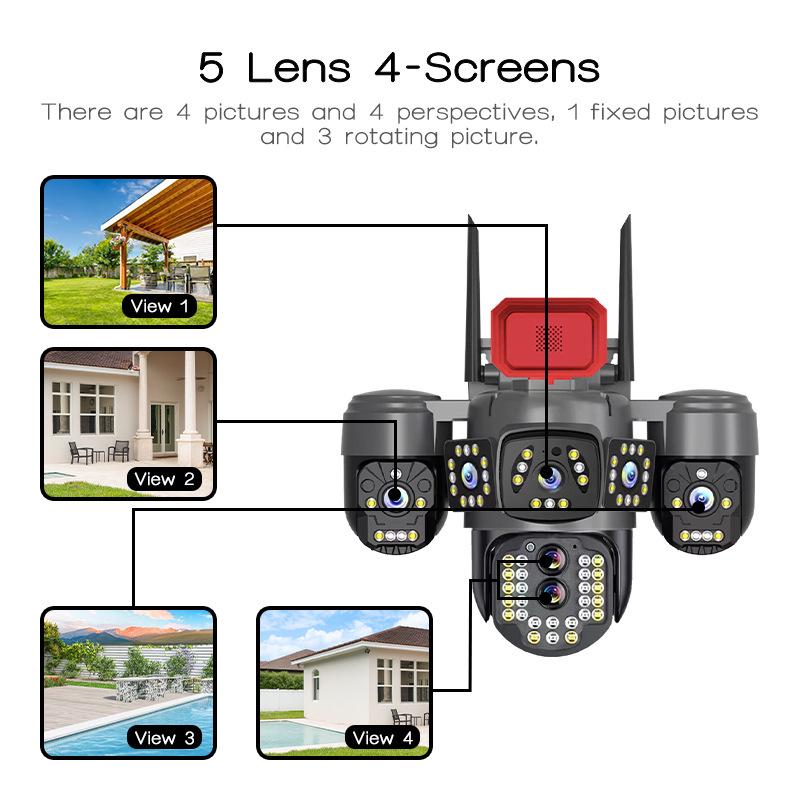 Wireless 5-Lens Zoom Outdoor Surveillance Camera with Night Vision, 4G Connectivity, and Smart HD Monitoring