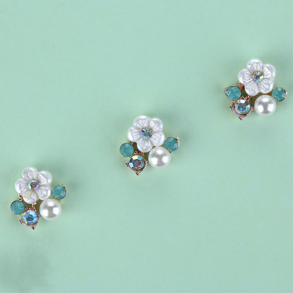 Clothing Decoration Hairpin Accessories Flatback Pearl Buttons Apparel Sewing Rhinestone Button Flower Buckle For 10PCS