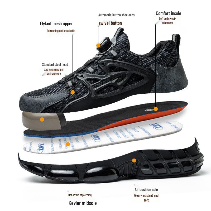 Rotating Buckle Safety Shoes: Anti-Smash, Anti-Puncture, Wear-Resistant, Anti-Slip, Fold-Resistant.