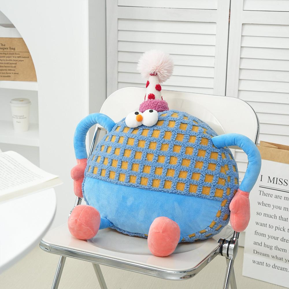 Cartoon Monster Plush Cushion With Soft Sherpa Cover For Lounge And Bed Decor
