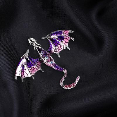 Vintage Oil-dripping Flying Dragon Brooch Rhinestone Cartoon Enamel Animal Shape Men Women Clothing Hat Bag Lapel Pin Fashion Jewelry Gift