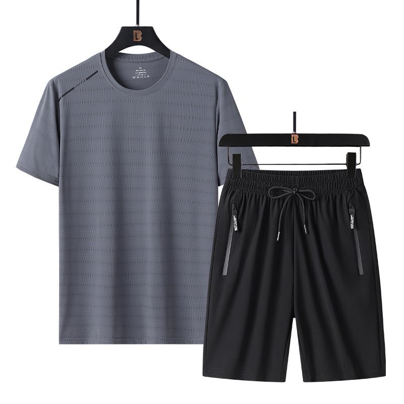 Herren Schnelltrocknender Eisseiden Sportanzug - Sommer Kurzarm & Shorts Set