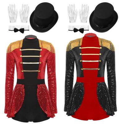Circus Ringmaster Costume Women Ring Leader Outfit Halloween Master Lion Tamer Fancy Dress Bodysuit