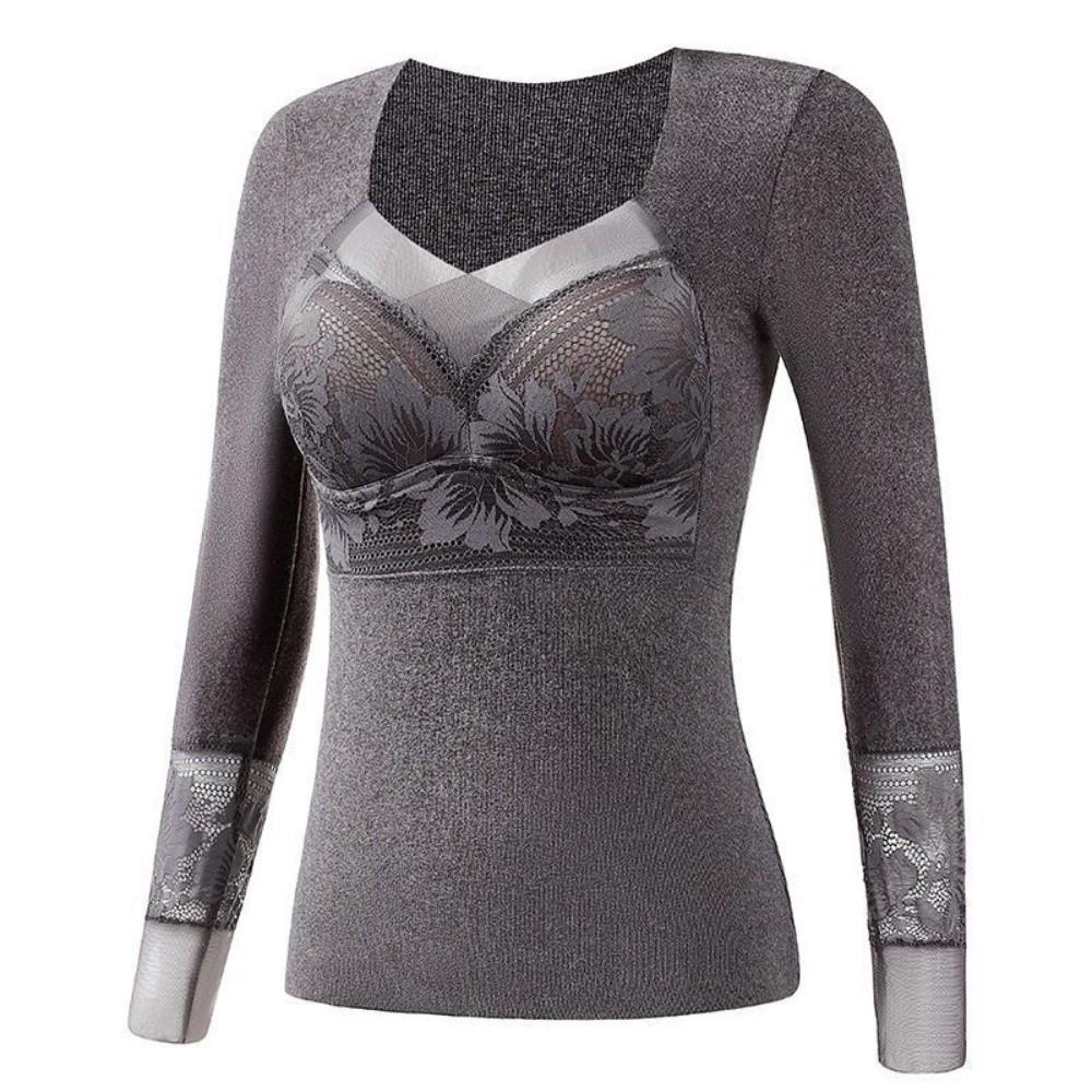 Autumn Clothes Thermal Underwear Mesh V Neck Warmth Long Warm Top Women Thermal Clothes Undershirt