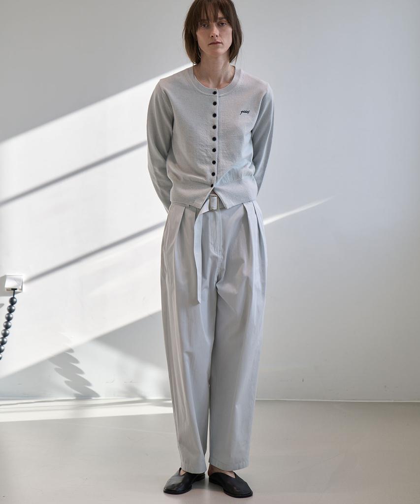 GRIDAJ Cotton Blend Belted Pants _ Light Gray