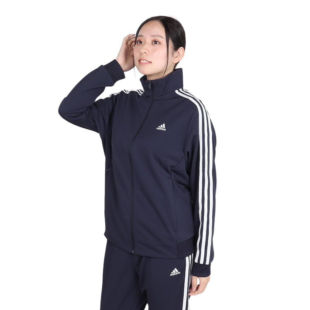 Adidas KTX40 Legend Ink Double Knit Track Top with Size L Women's (JG3797) Loose-Fit 3-Stripes,