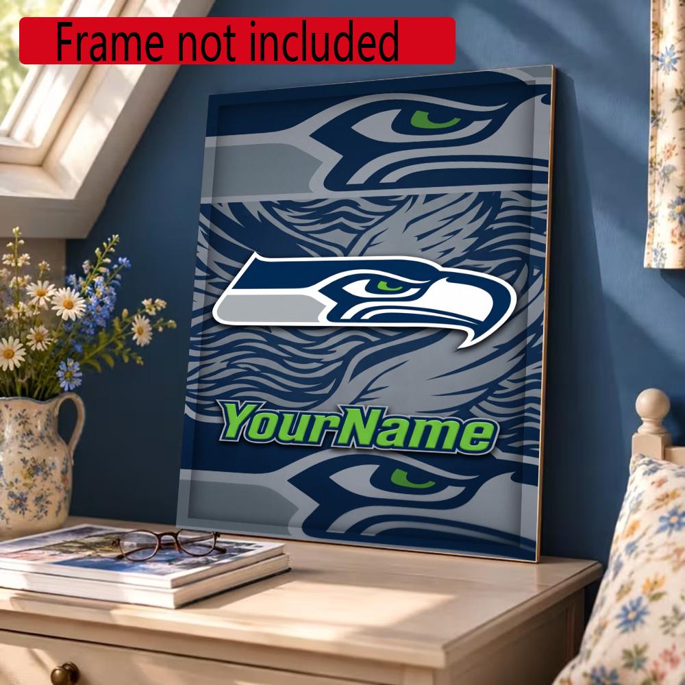 Seattle Seahawks Personalized Text Diamond Painting Round Diamond Mosaic Rhinestones Diamond Embroidery Craft Kit Wall Decor Without Frame