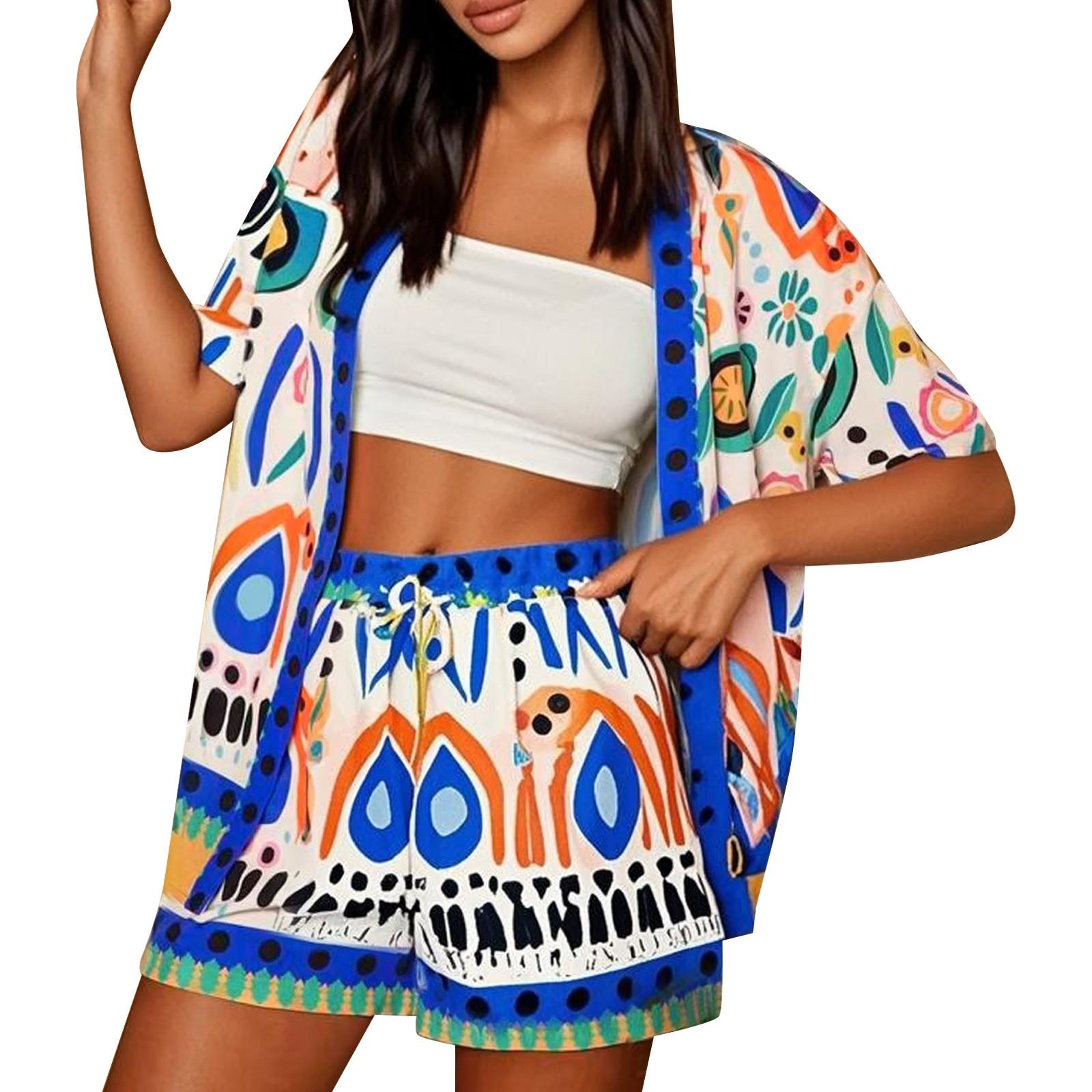 

Женские пижамы, модные двухсекционные рубашки и шорты, комплект мягкой праздничной повседневной одежды M синий