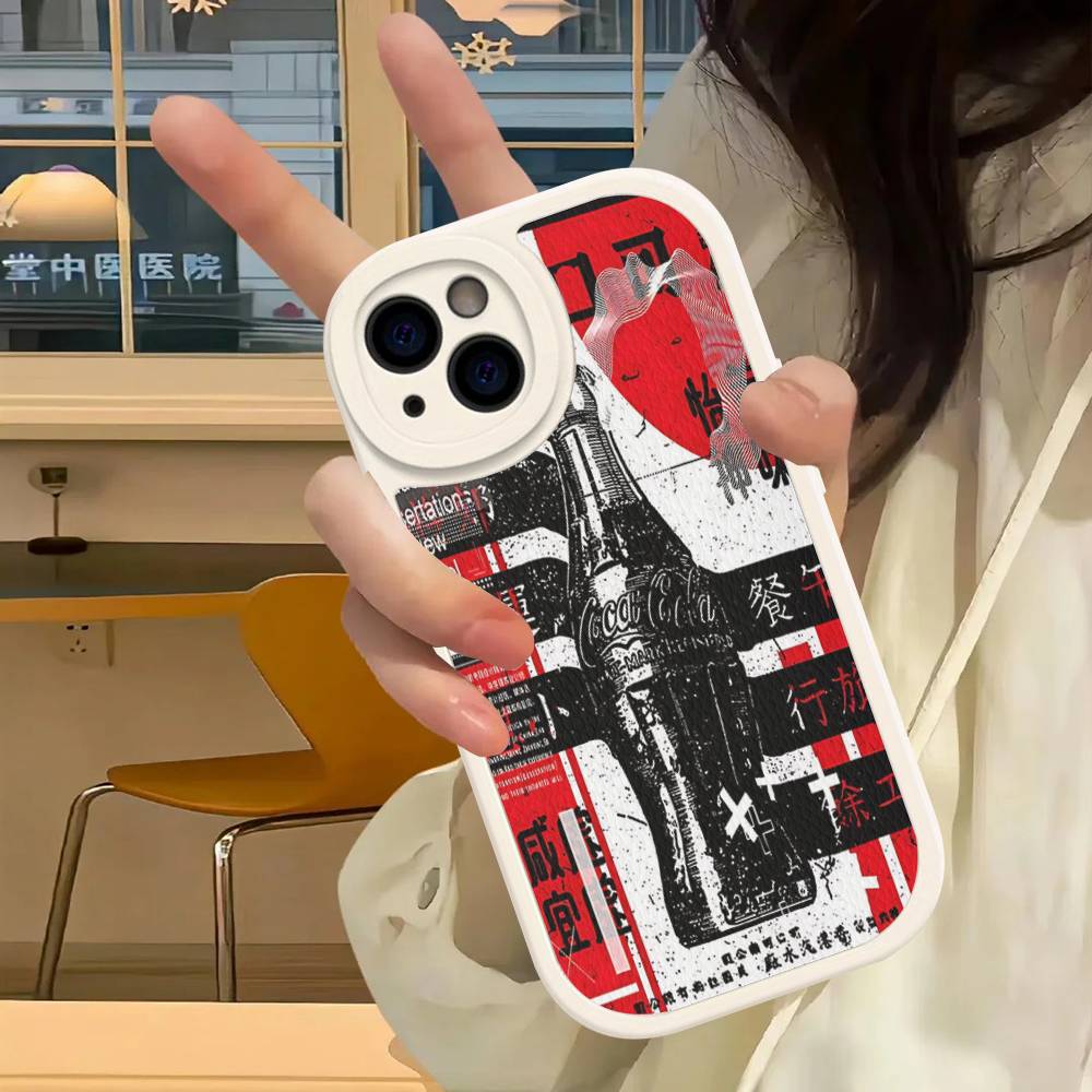 Hot C-Coca Drinks C-Cola Phone Case For Iphone 16 15 14 13 12 11 Pro Max Plus Leather Soft Back Cover