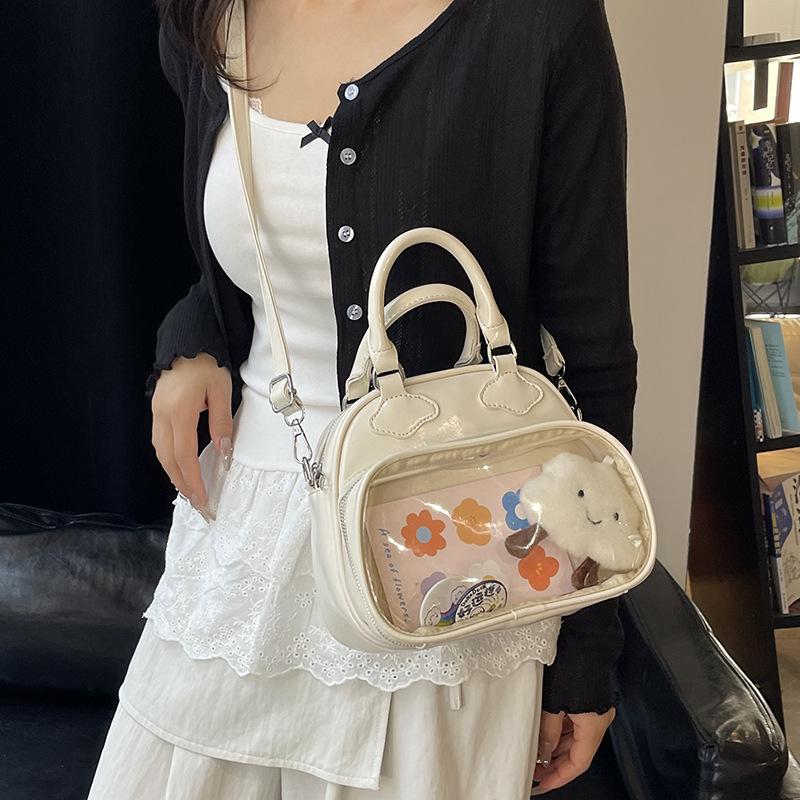 2025 New Trendy Niche Design Transparent Two-dimensional Pain Bag Versatile Large-capacity Simple Portable Shoulder Messenger Bag