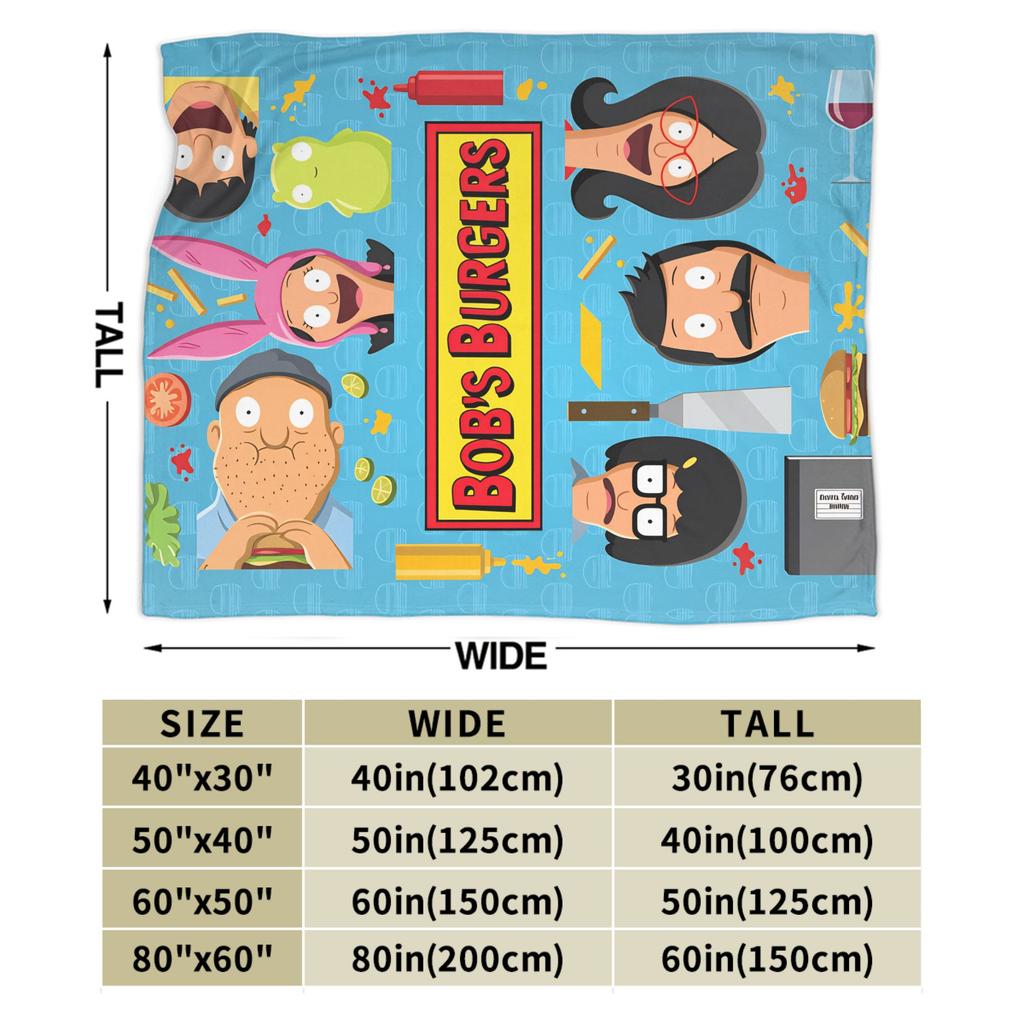 Super Warm Blankets Camping Anime Bobs Funny B-Burgers Throw Blanket Movie Flannel Bedspread For Home Decor Trend Sofa Bed Cover
