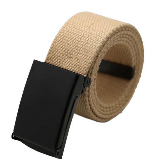 Unisex Casual Solid Color Webbing Canvas Waist Belt Automatic Buckle Waistband